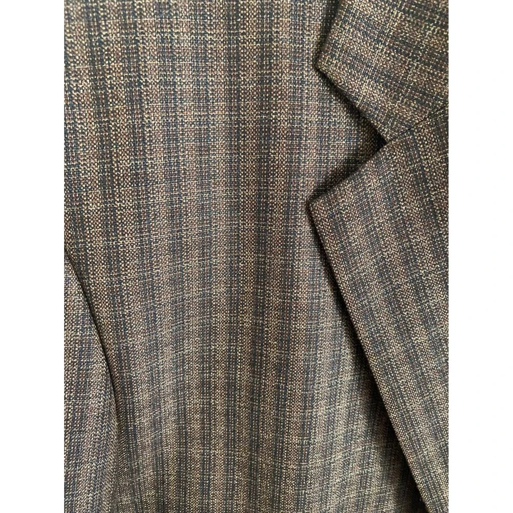 Tessori Uomo Milan Italy Super 150s Wool‎ Blazer Brown Stripe Check 48L Mens